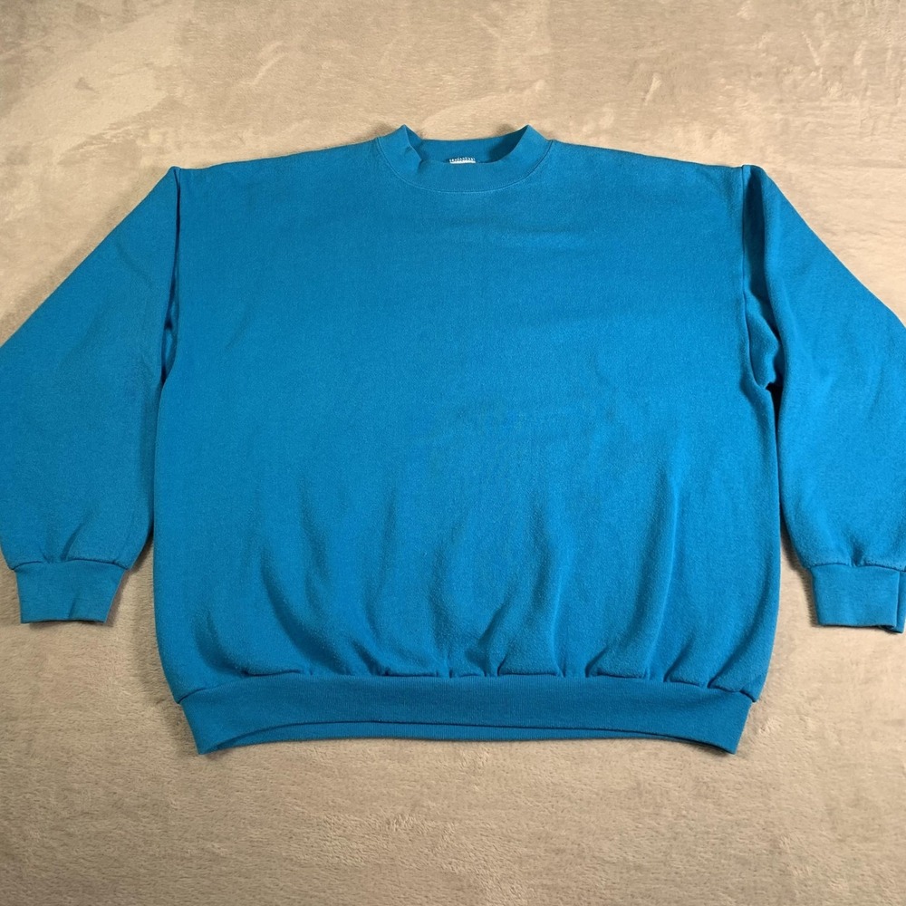 Vintage Logo 7 Sweatshirt Mens Extra Large Blue Crewneck Made in USA 80s 90s